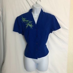 Vintage 80s Sheri Martin Cropped Blue Top/Jacket